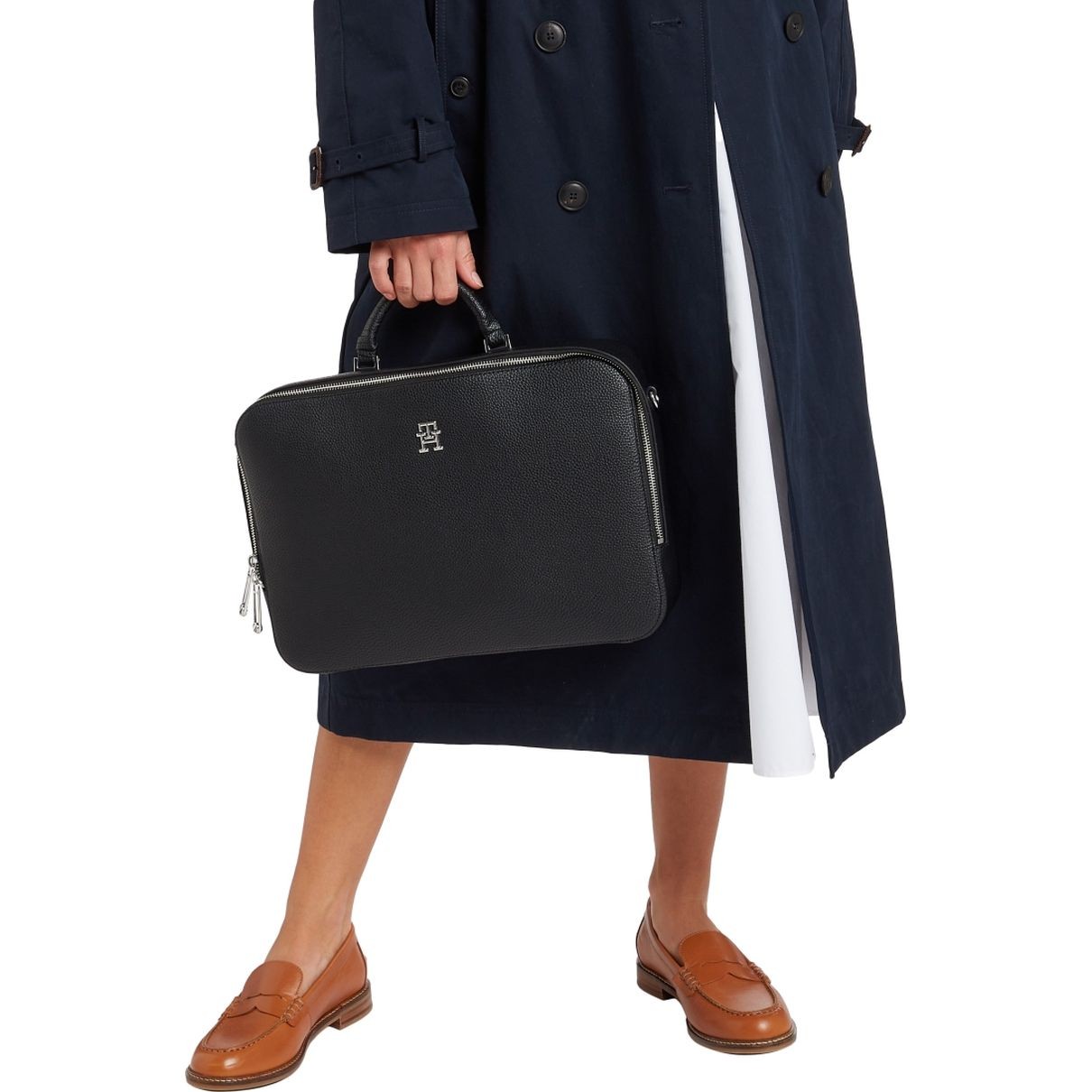 TOMMY HILFIGER Dėklas kompiuteriui moterims, Juoda, Emblem laptop bag 5