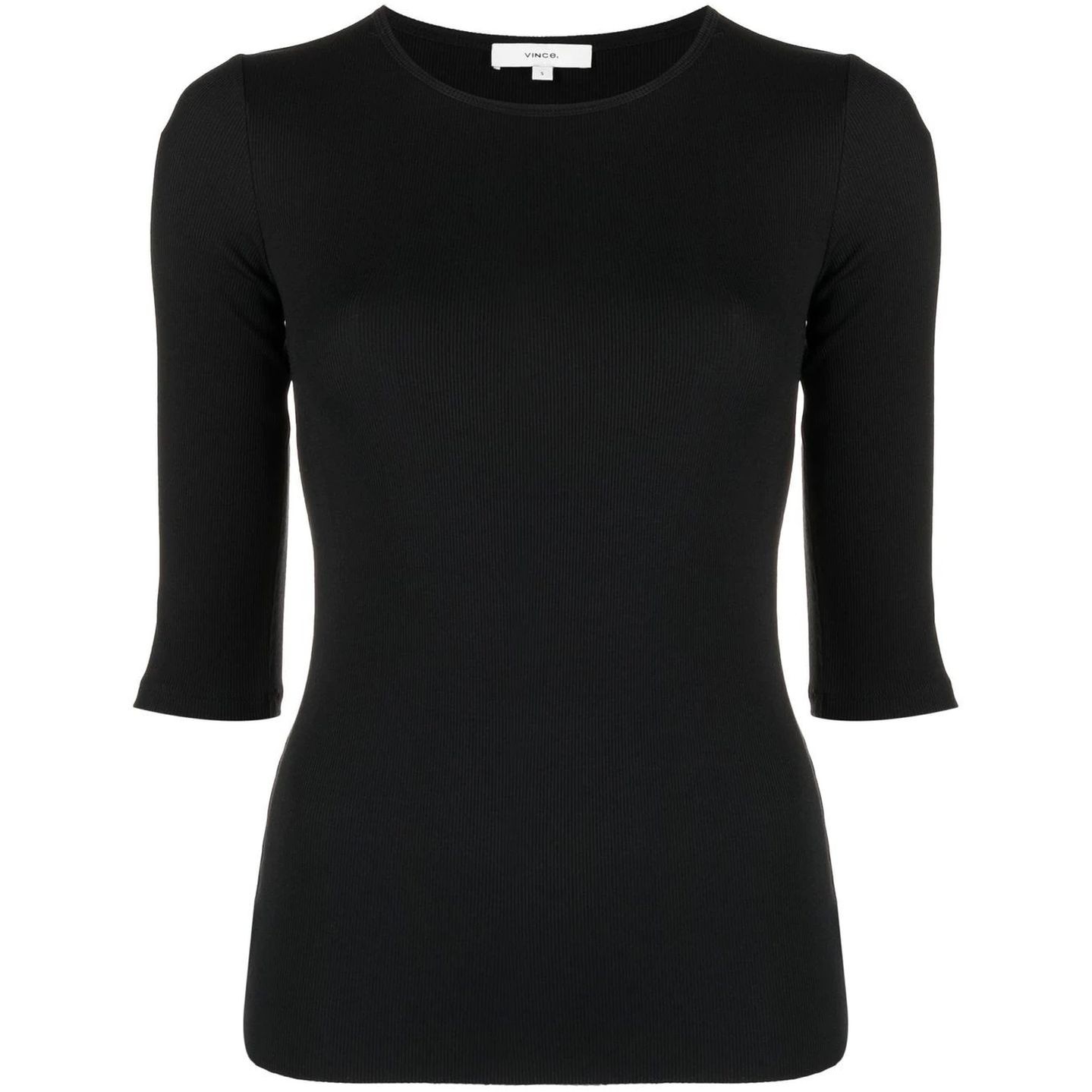 VINCE Marškinėliai ilgom. rankovėmis moterims, Juoda, Elbow sleeve crew neck t-shirt 1