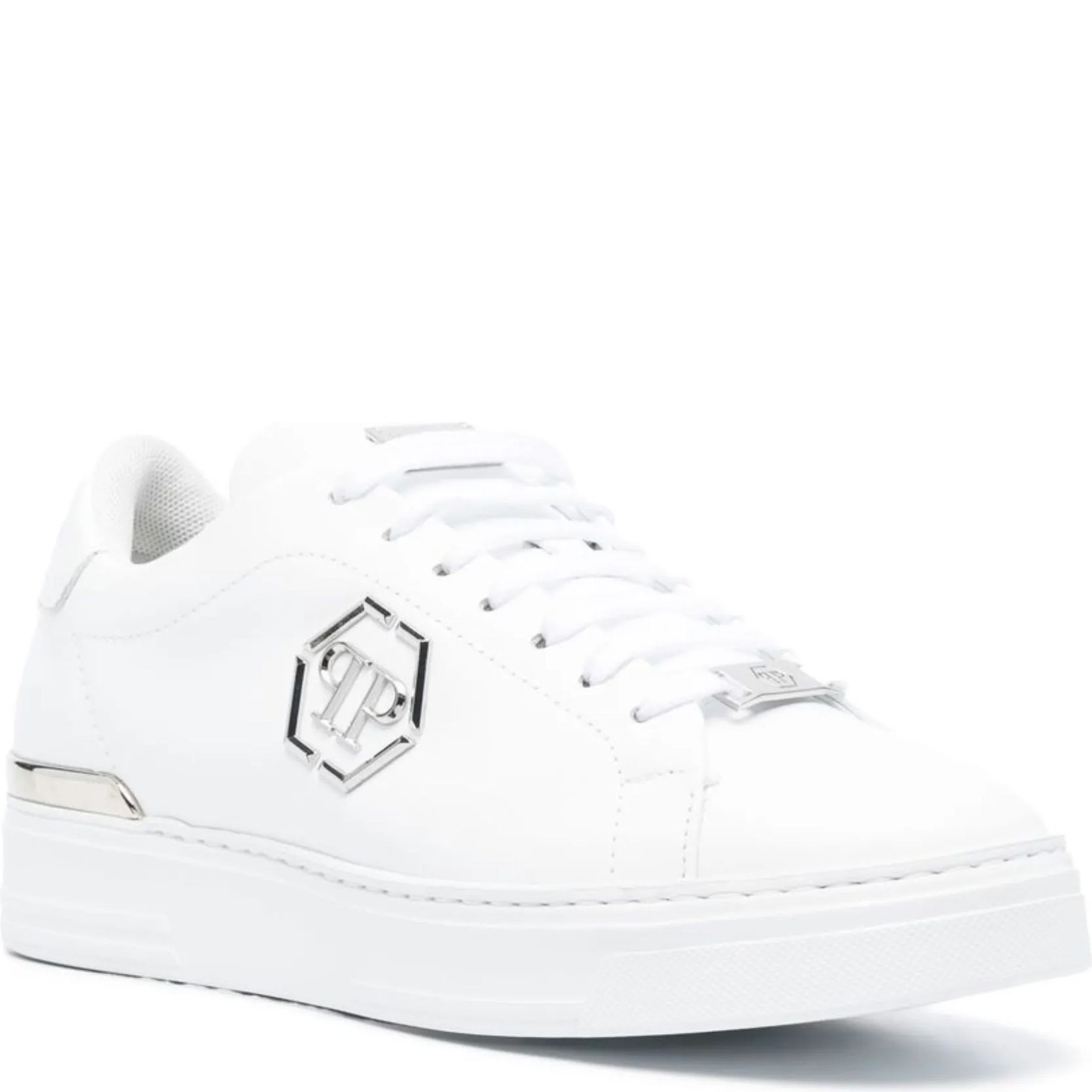 PHILIPP PLEIN Sportiniai bateliai vyrams, Balta, Leather lo-top sneaker hexagon 1