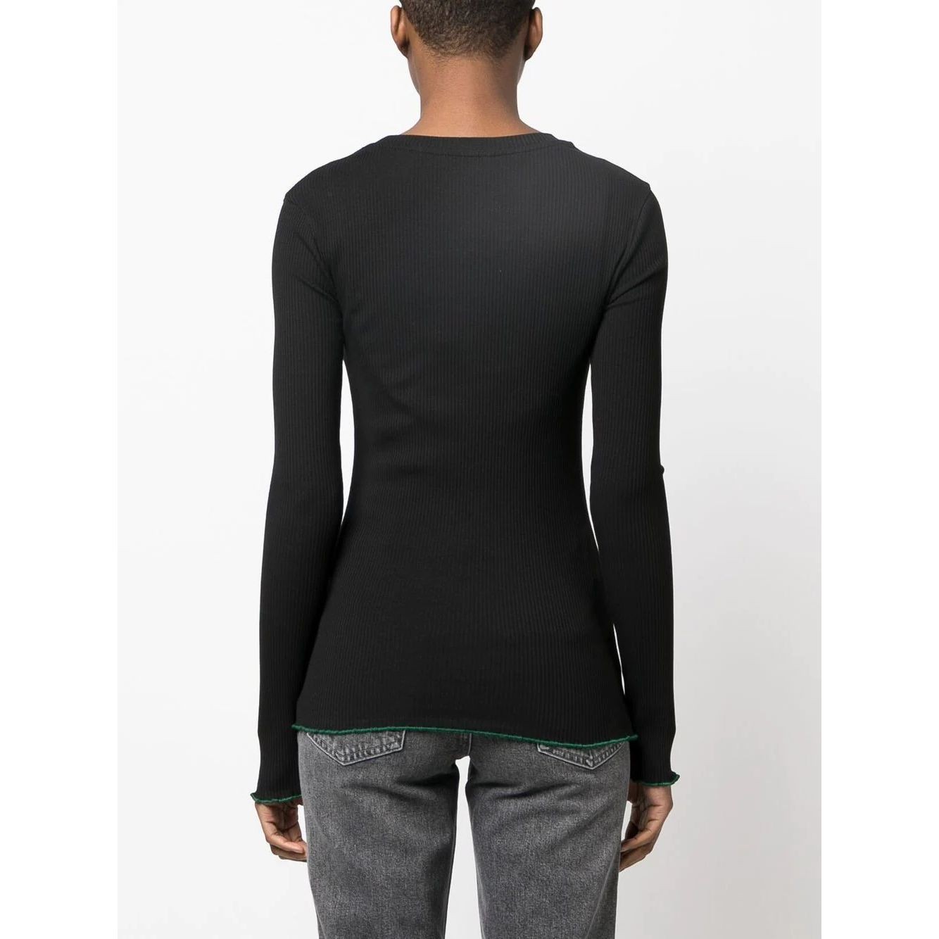 TOMMY HILFIGER Megztinis moterims, Juoda, Slim frill rib scoop-neck swea 5