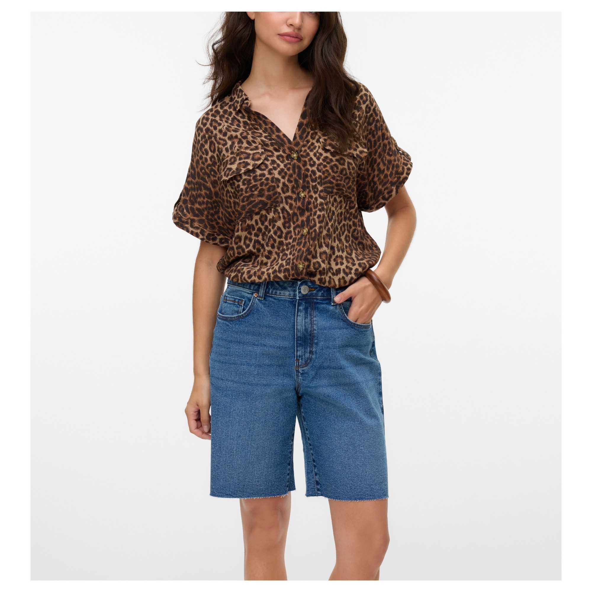 VERO MODA Marškiniai trump. rankovėmis moterims, Ruda, Bumpy ss shirt 3