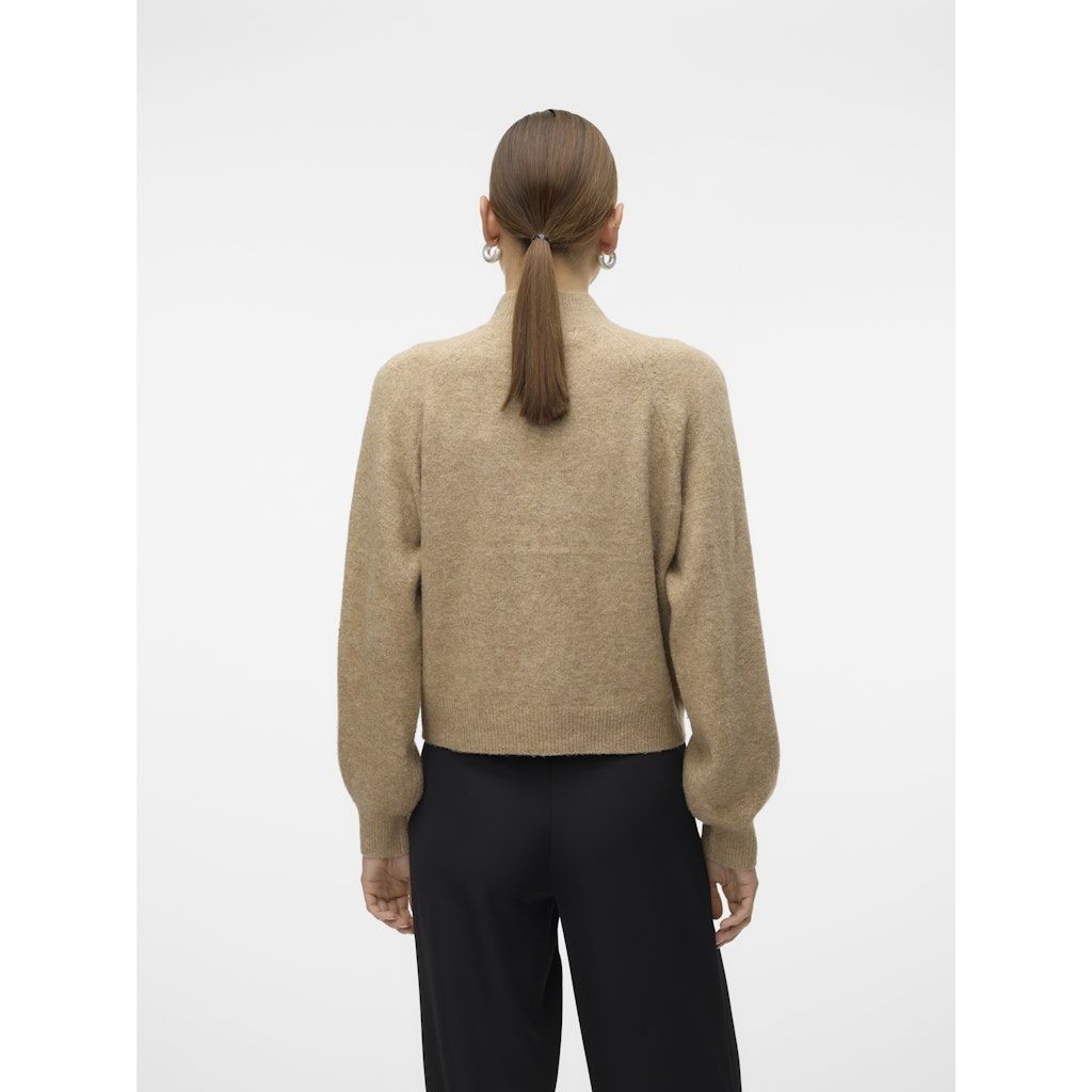 VERO MODA Megztinis su kaklu moterims, Smėlio, Leaf high neck pullover 3