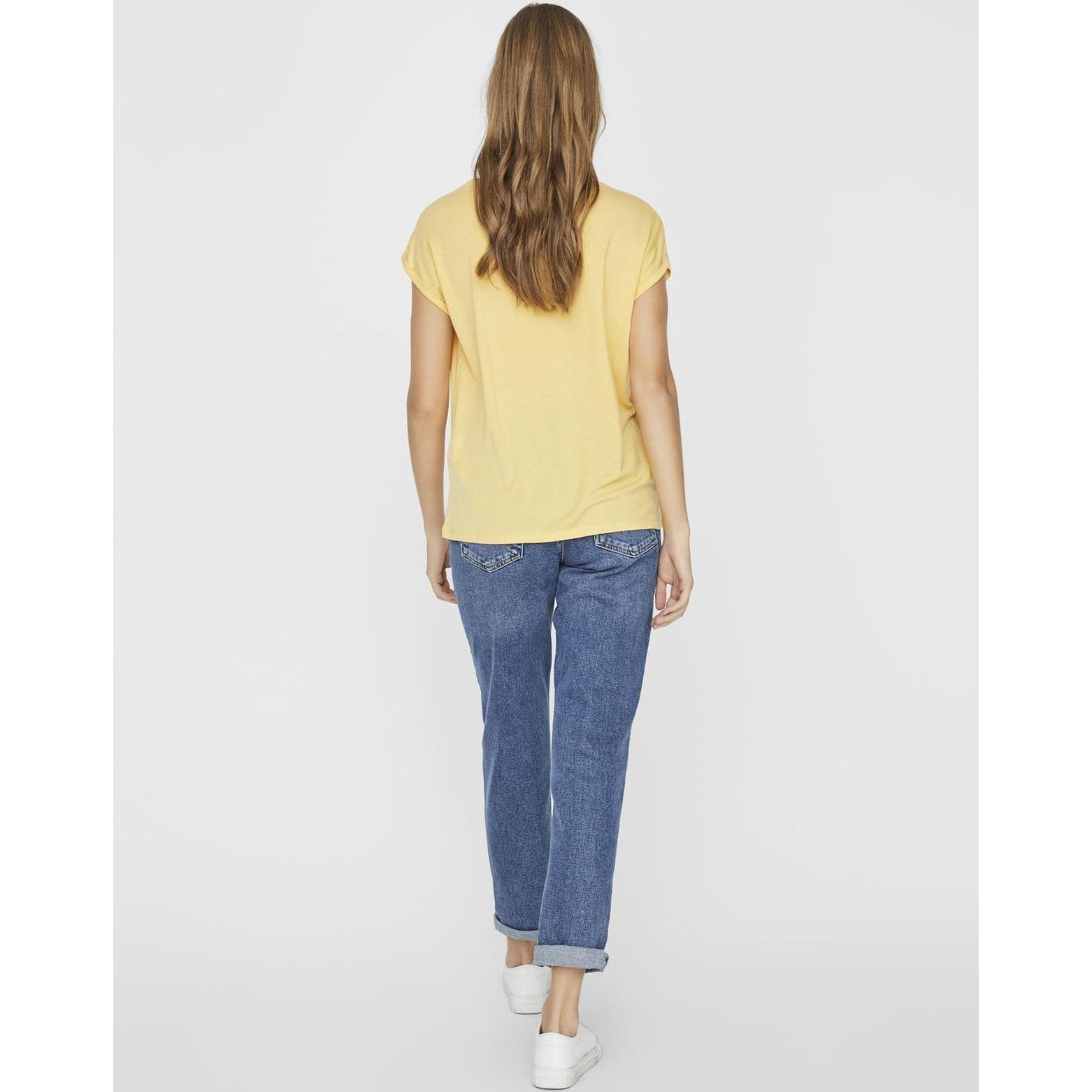 VERO MODA Marškinėliai moterims, Geltona, VMAVA PLAIN SS TOP GA 3