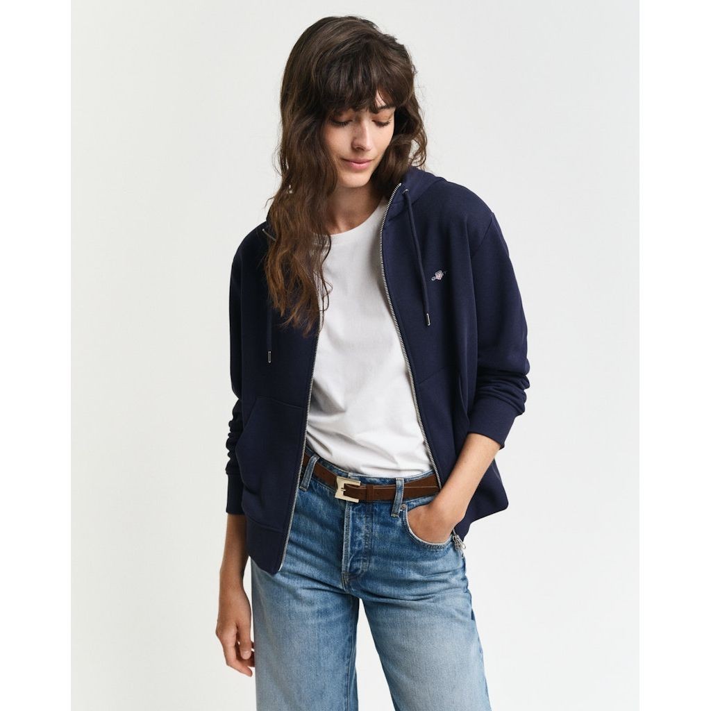 GANT Džemperis moterims, Mėlyna, Shield zip hoodie 2