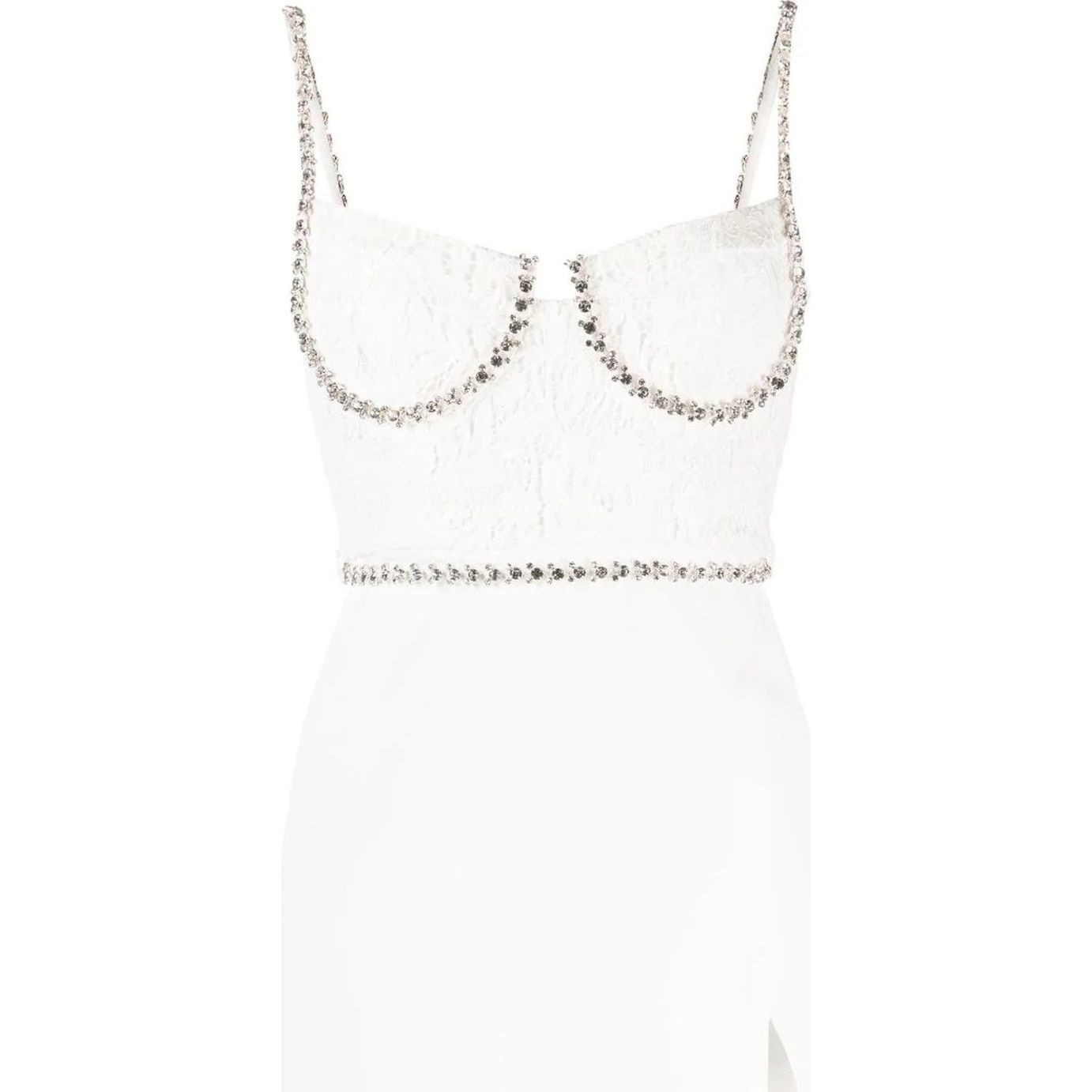 SELF PORTRAIT Mini suknelė moterims, Balta, White lace bodice mini dress 1