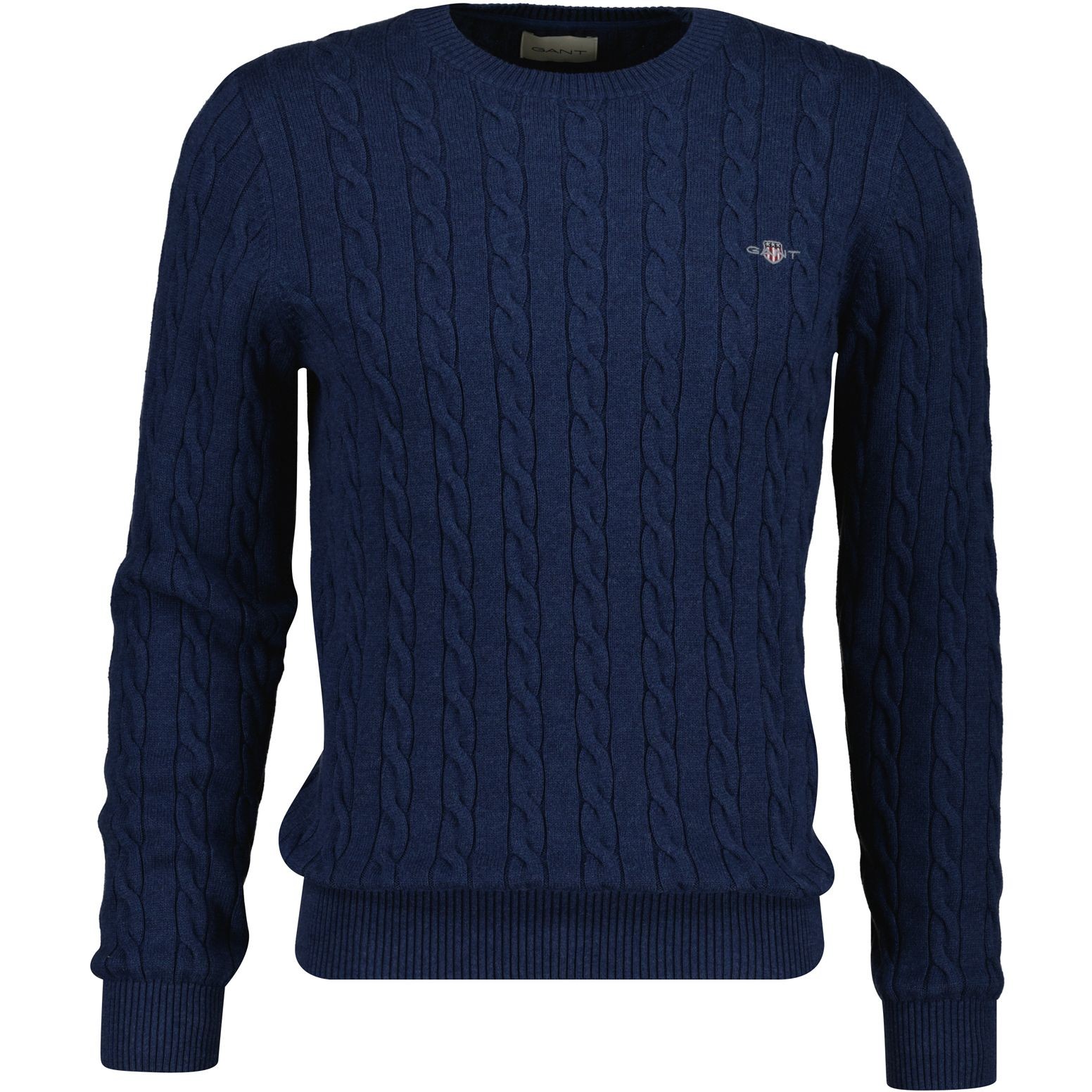 GANT Megztinis vyrams, Mėlyna, cotton cable c-neck 1