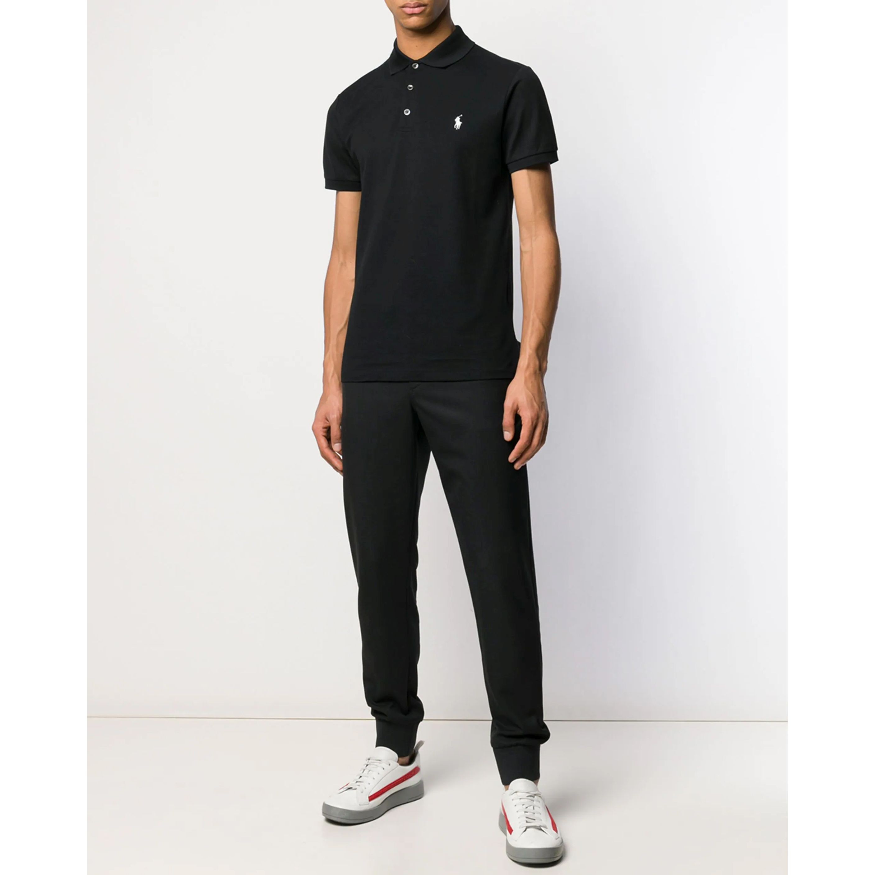 POLO RALPH LAUREN Polo marškiniai trumpos rank. vyrams, Juoda, Slim fit stretch mesh polo 3