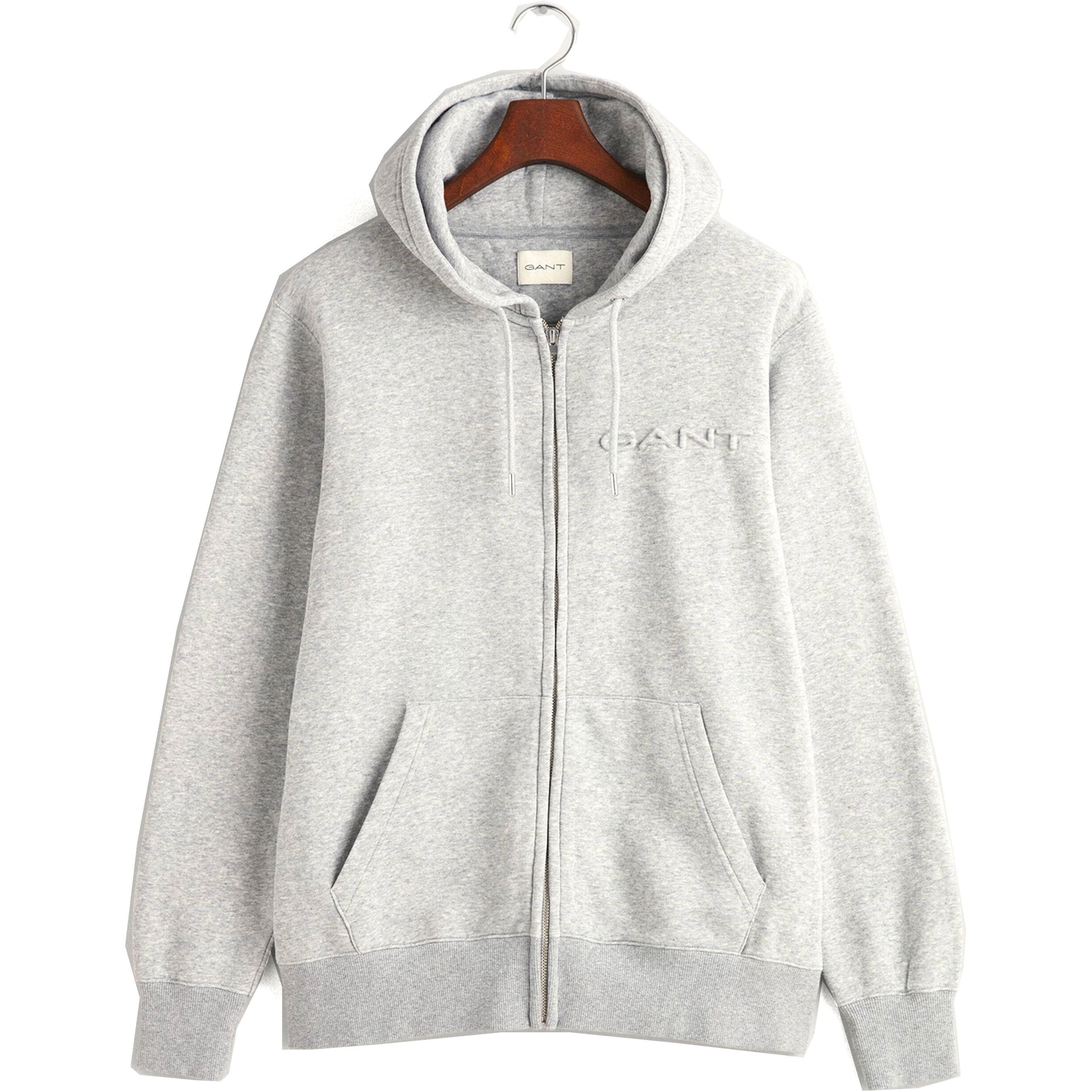 GANT Džemperis vyrams, Pilka, EMBOSSED FULL ZIP HOODIE 1