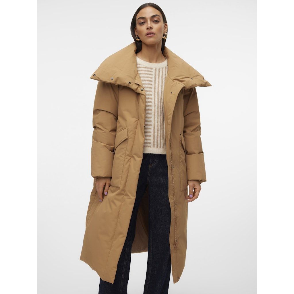 VERO MODA Pūkinis paltas moterims, Ruda, Rikke long down coat 6