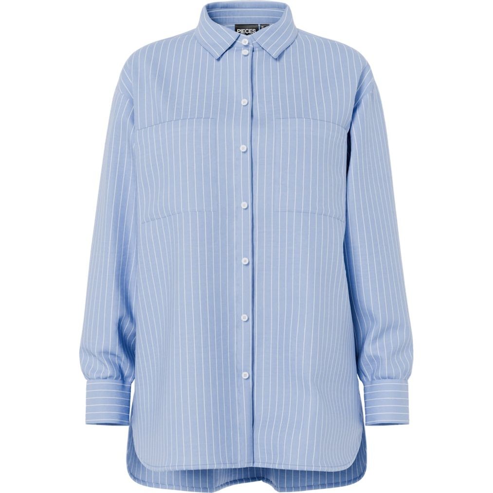 PIECES Marškiniai ilgomis rankovėmis moterims, Mėlyna, Melia shirt 1