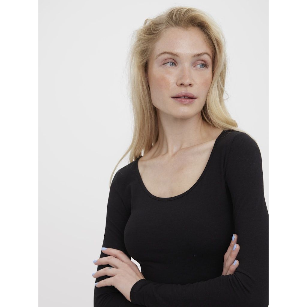 VERO MODA Marškinėliai moterims, Juoda, VMMAXI MY LS SOFT LO 3