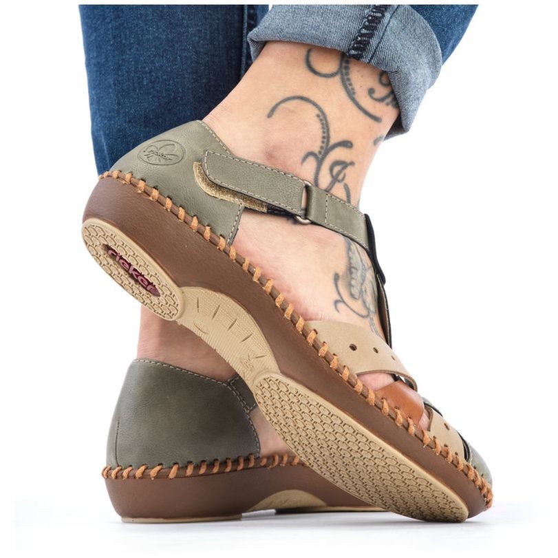 RIEKER Basutės moterims, Žalia, SANDALS 6