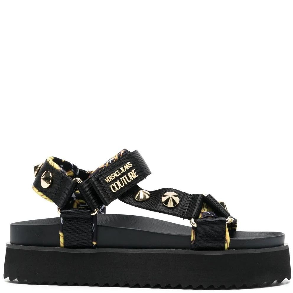 VERSACE JEANS CUTURE Basutės moterims, BLACK/GOLD, Fondo arizona sandals 2