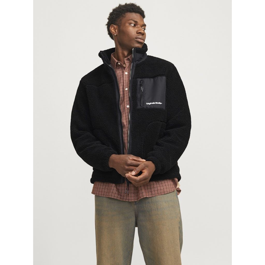 JACK & JONES Lengva striukė vyrams, Juoda, Vester bro teddy jacket 2