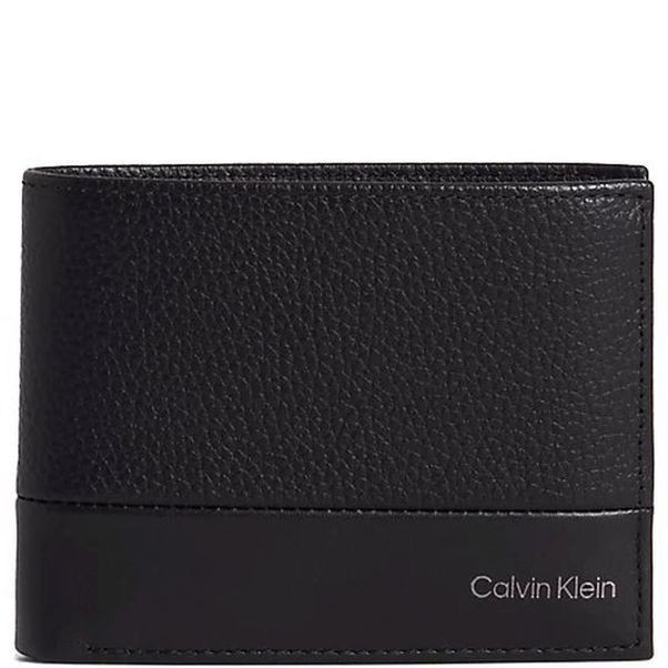 CALVIN KLEIN Piniginė vyrams, Juoda, SUBTLE MIX TRIFOLD 10CC W/COIN 1