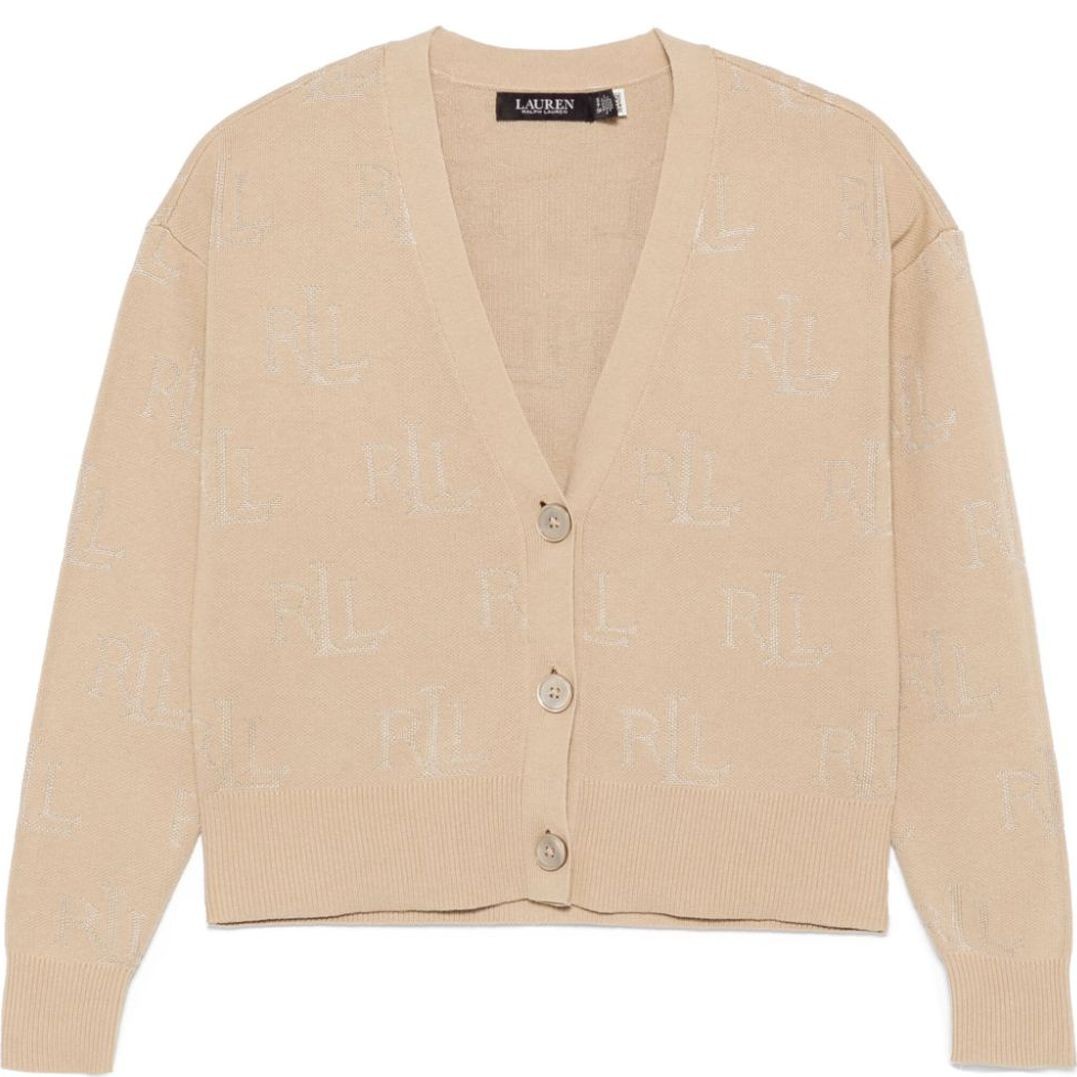 LAUREN RALPH LAUREN Kardiganas moterims, Smėlio, Wrenbette long sleeve cardigan