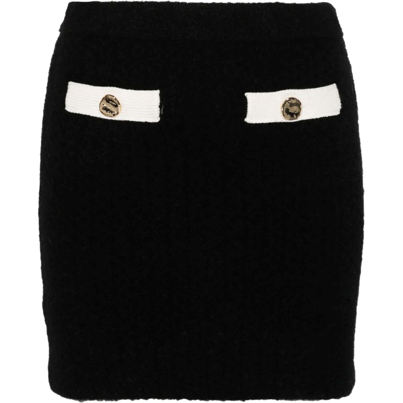 SELF PORTRAIT Mini sijonas moterims, Juoda, Cashmere blend knit skirt