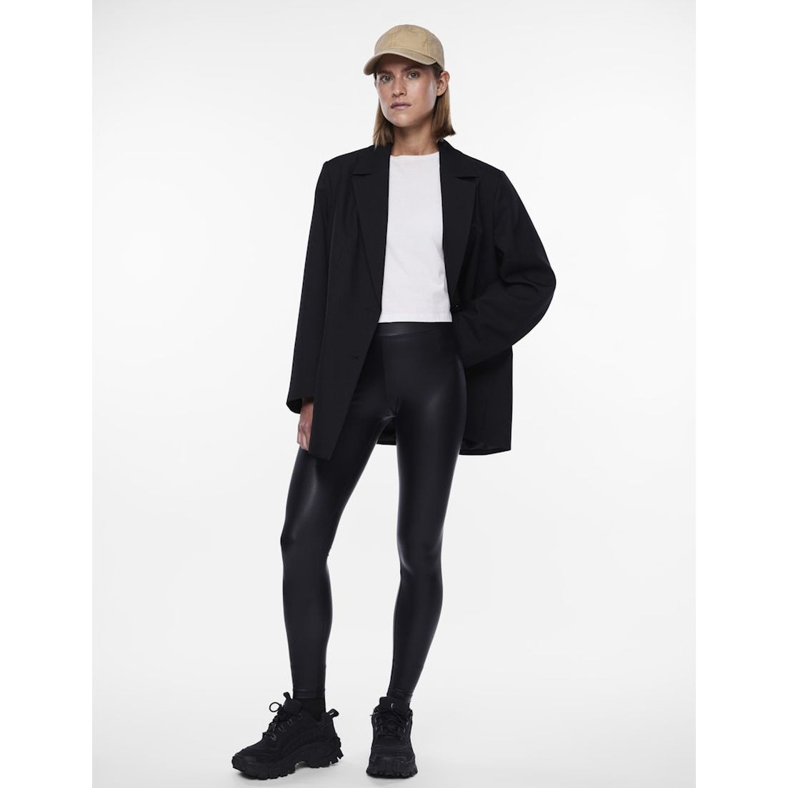 PIECES Kelnės moterims, Juoda, PCNEW SHINY LEGGINGS 3