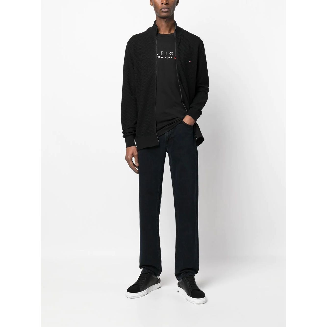 TOMMY HILFIGER Lengva striukė vyrams, Juoda, Cross structure zip through 2