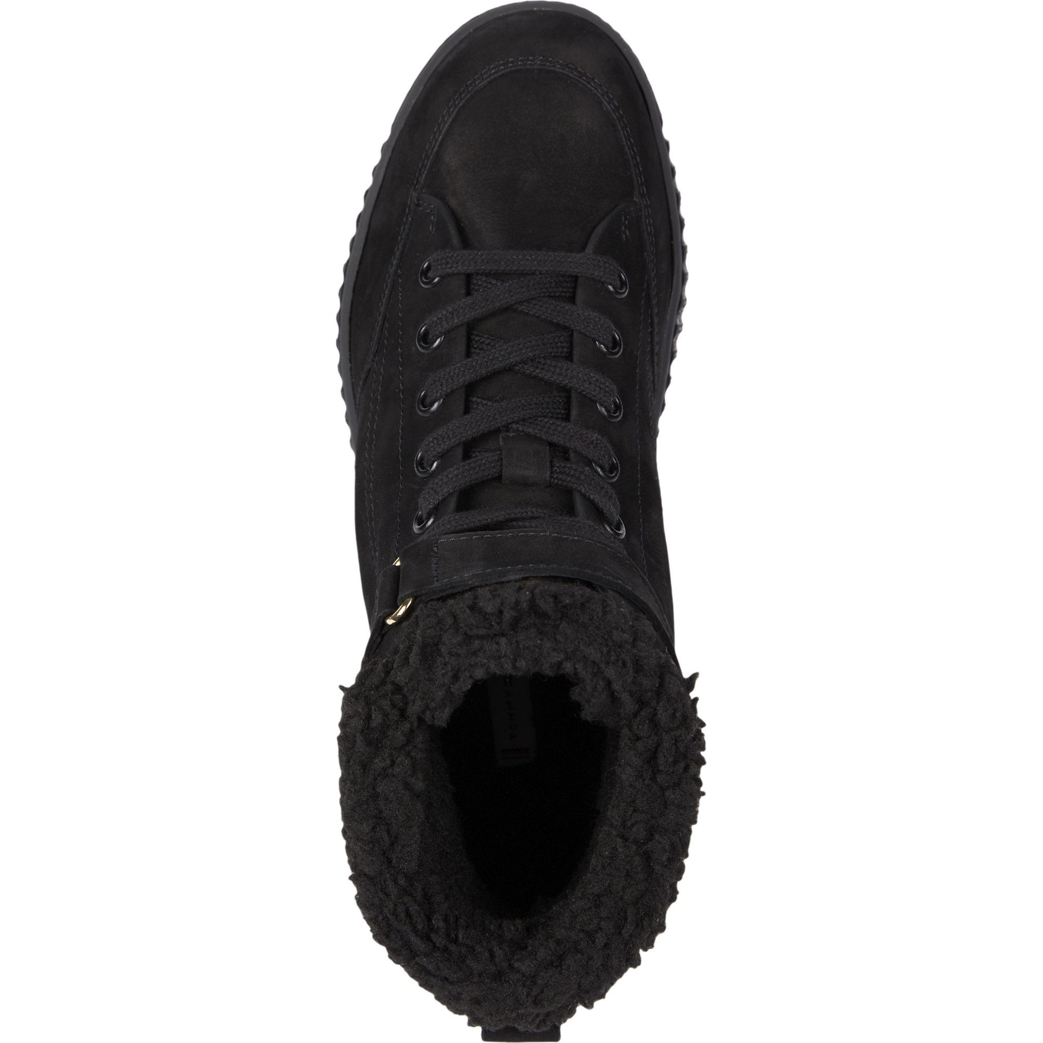 TOMMY HILFIGER Pašiltinti aulinukai moterims, Juoda, Faux fur low lace-up booties 3