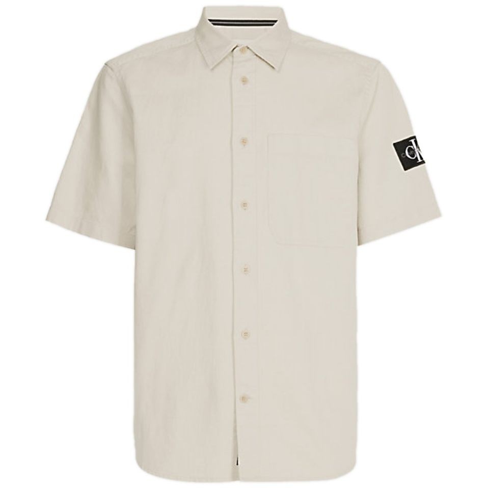 CALVIN KLEIN JEANS Marškiniai trump. rankovėmis vyrams, Smėlio, Linen short sleeve shirt 1