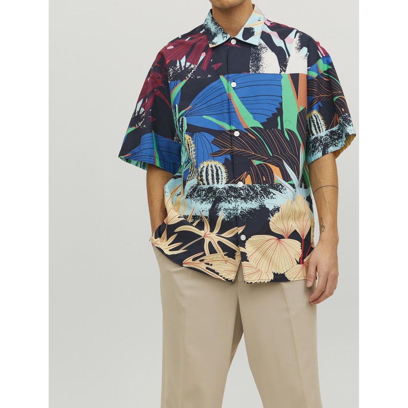 JACK & JONES Marškiniai vyrams, Juoda, JORBELMONT AOP 2