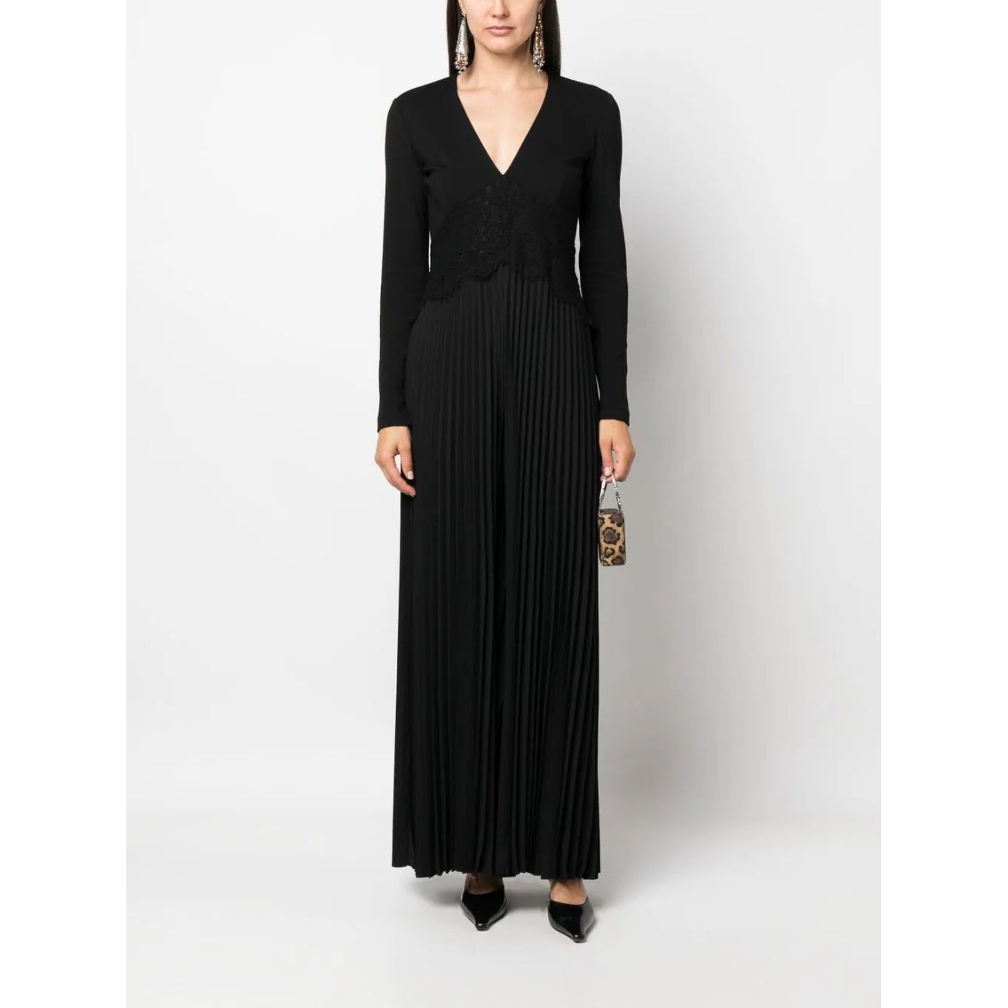 TWINSET Maxi suknelė moterims, Juoda, V-neck maxi dress 2