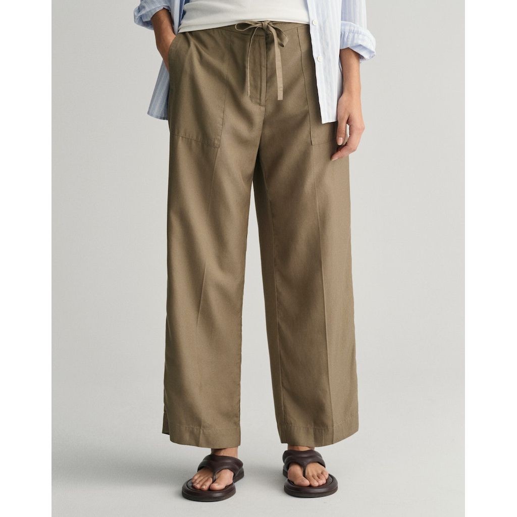 GANT Kelnės moterims, Ruda, REL TIE WAIST PANTS 4