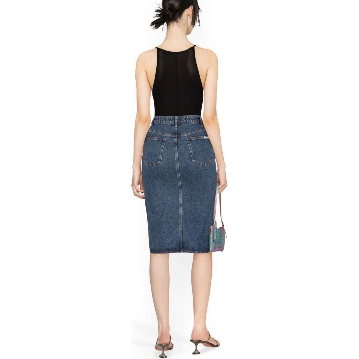 SELF PORTRAIT Midi sijonas moterims, Mėlyna, Denim midi skirt 4