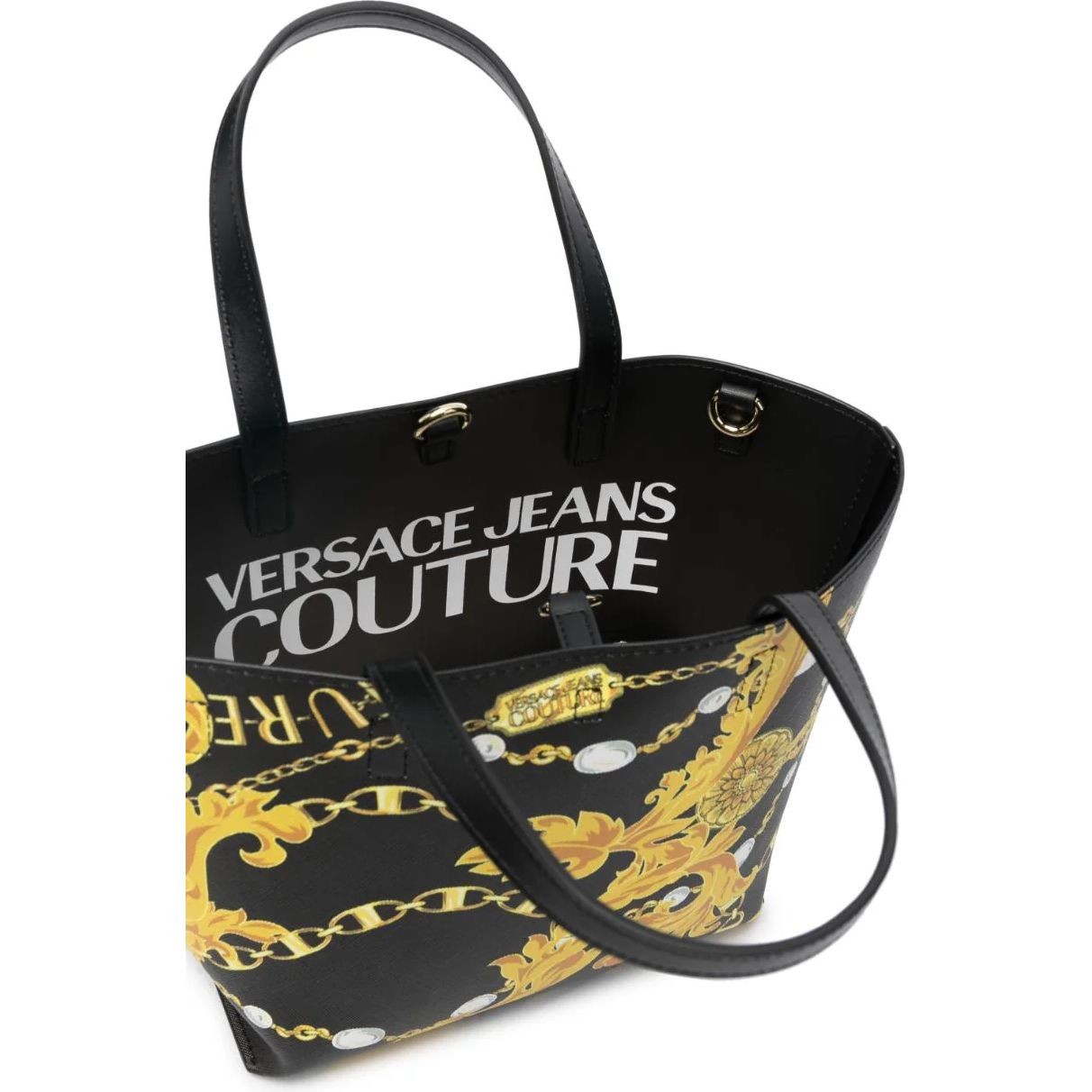 VERSACE JEANS CUTURE Pirkinių krepšys moterims, BLACK/GOLD, Reversible shopping bag 4