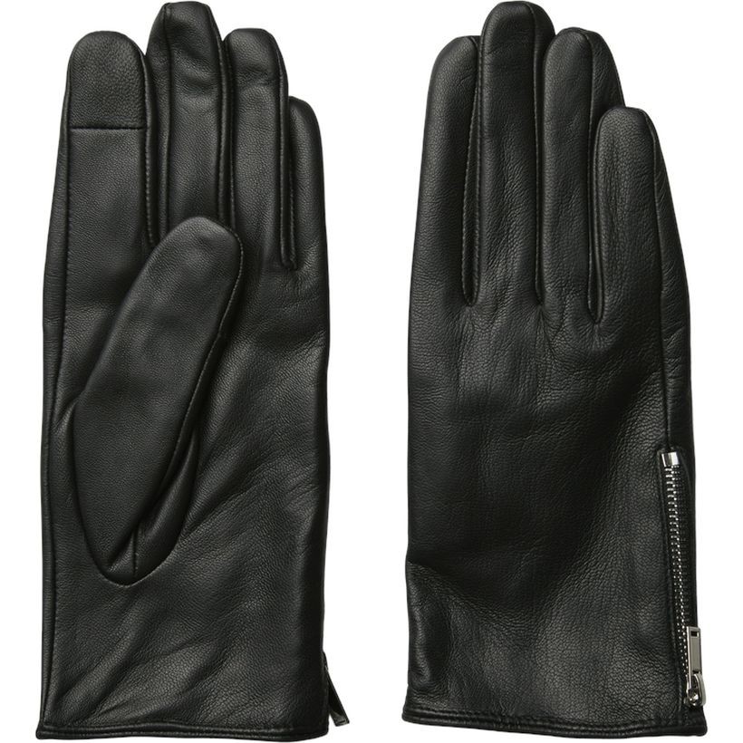 PIECES Pirštuotos pirštinės moterims, Juoda, PCJAMILLA ZIP LE