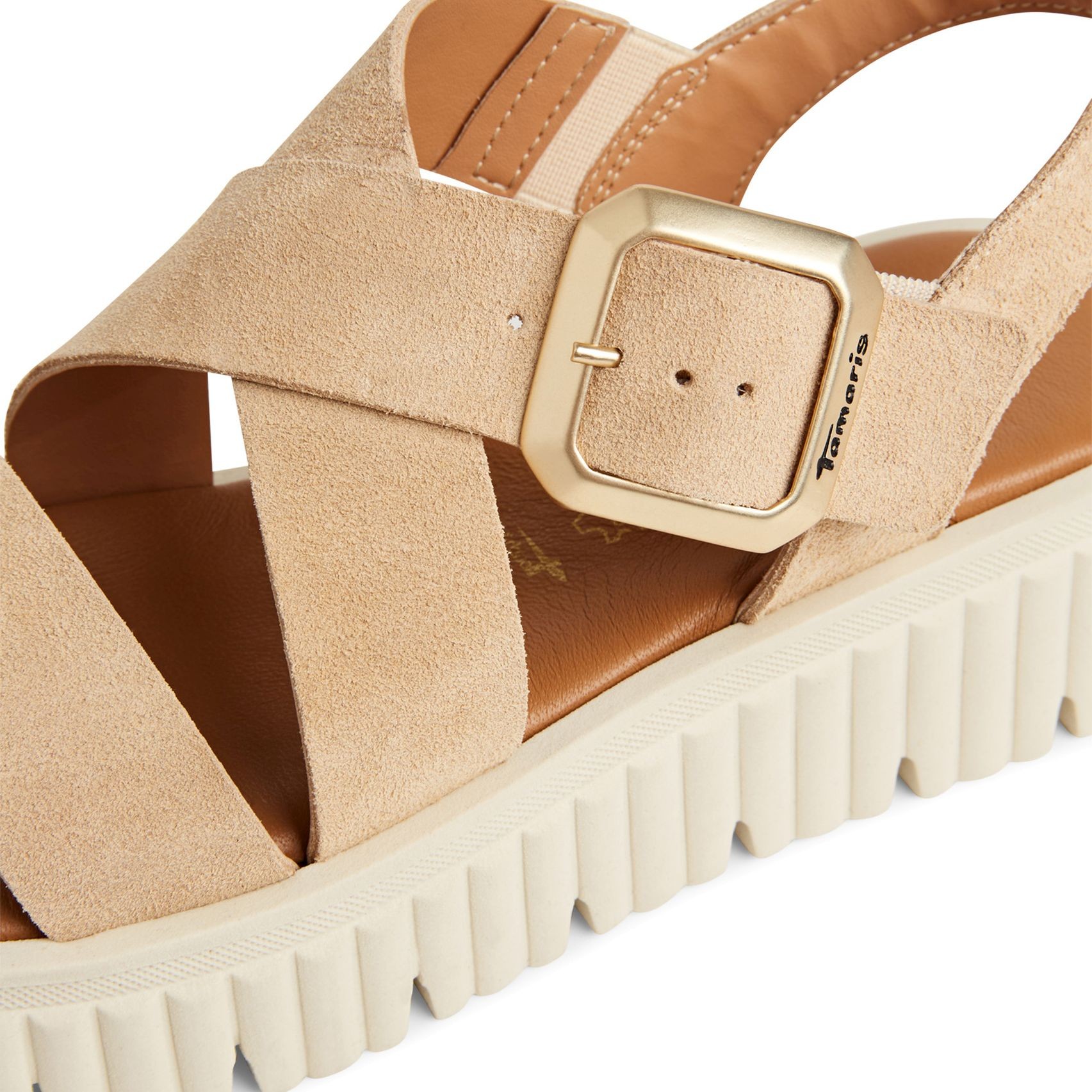 TAMARIS Basutės moterims, Smėlio, Wedge/plat sandals 6