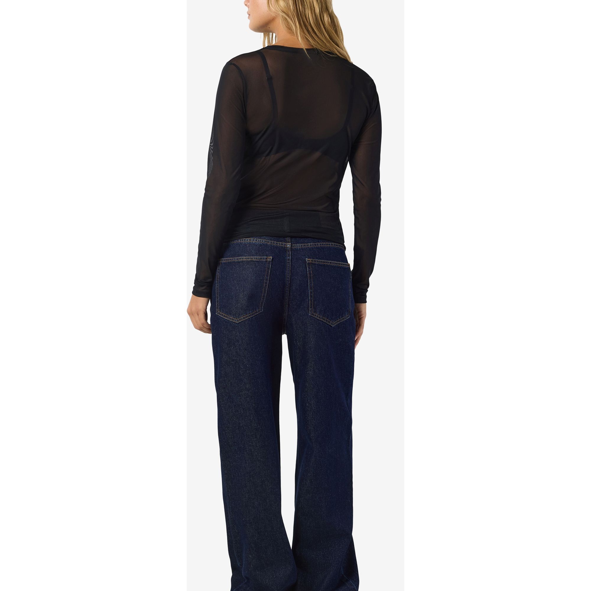 NOISY MAY Palaidinės moterims, Juoda, NMJUDITH L/S MESH TOP 2