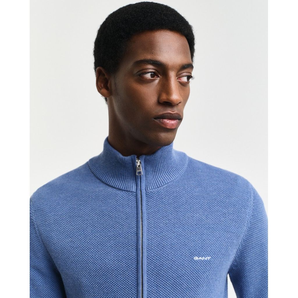 GANT Kardiganas vyrams, Mėlyna, COTTON PIQUE ZIP CARDIGAN 4