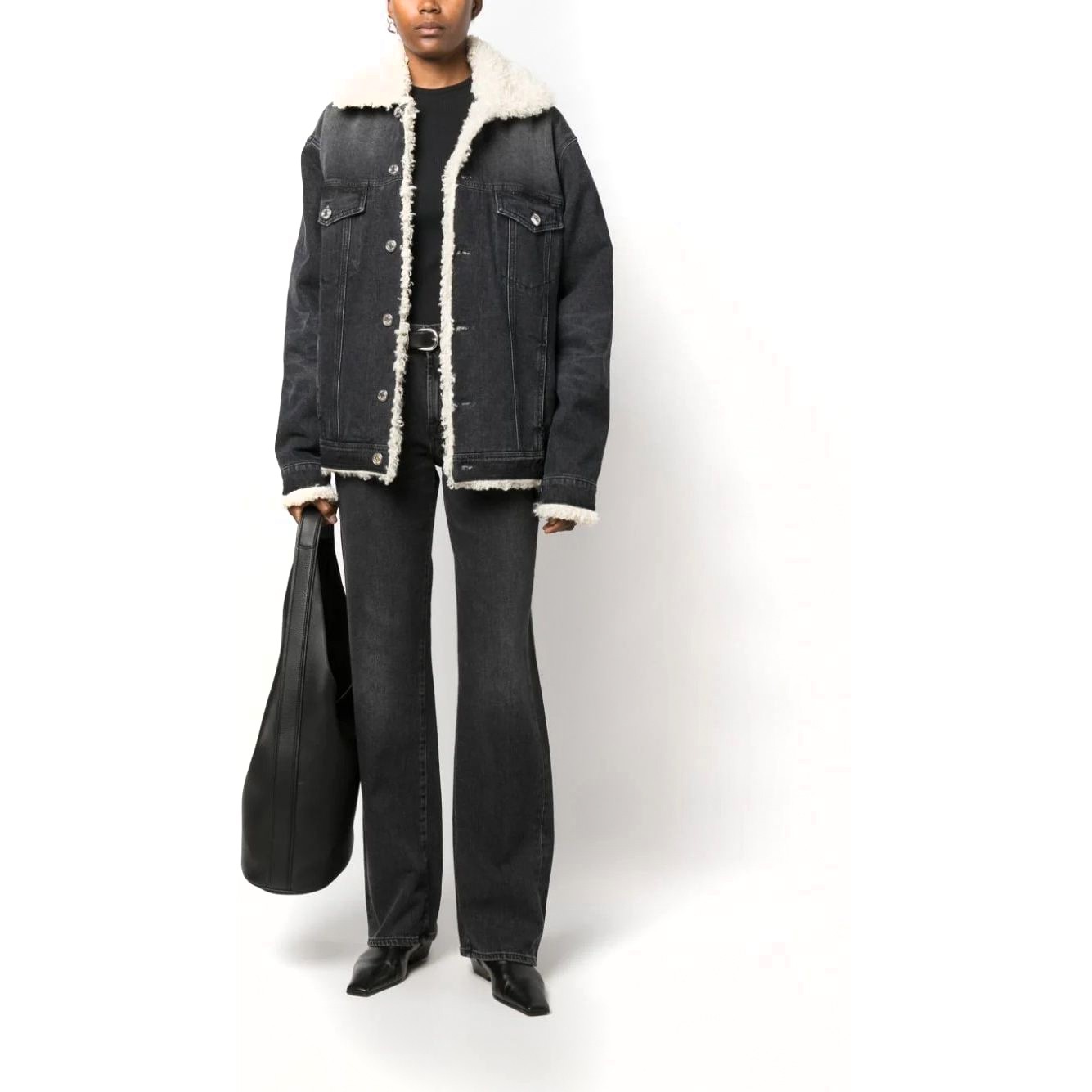 AMI PARIS Pūkinė striukė, Juoda, Trucker lined jacket 2