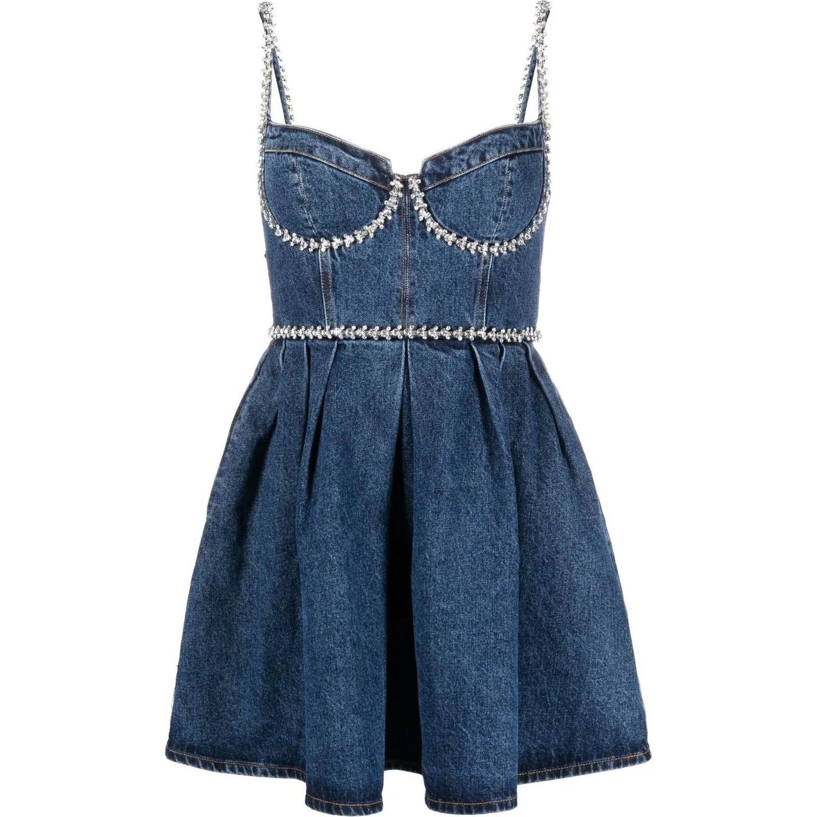 SELF PORTRAIT Mini suknelė moterims, Mėlyna, Detail denim mini dress 1