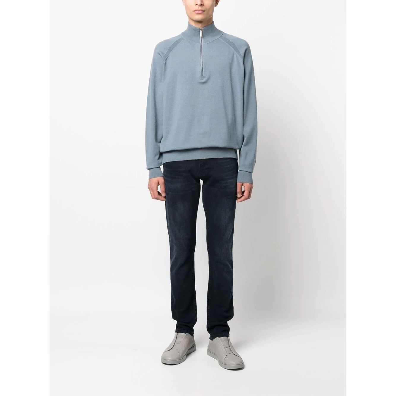 CALVIN KLEIN Megztinis vyrams, Pilka, Tencel-blend quarter sweater 2