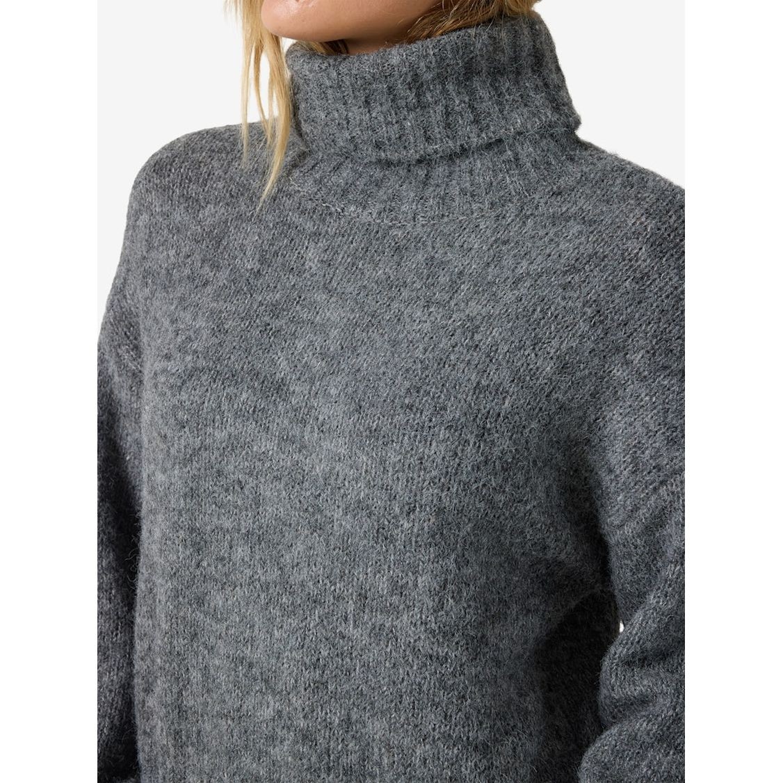 NOISY MAY Megztinis su kaklu moterims, Pilka, Sutton roll neck knit 7