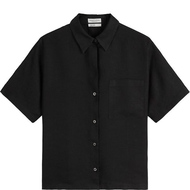 MARC O'POLO Marškiniai trump. rankovėmis moterims, Juoda, Shirts sho 504113541019 1