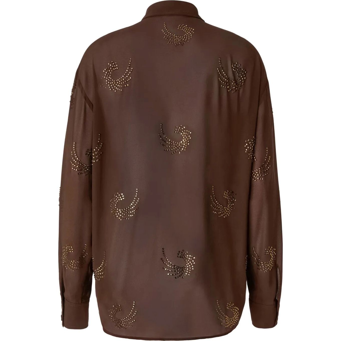 PINKO Marškiniai ilgomis rankovėmis moterims, Ruda, Semi-transparent shirt 2