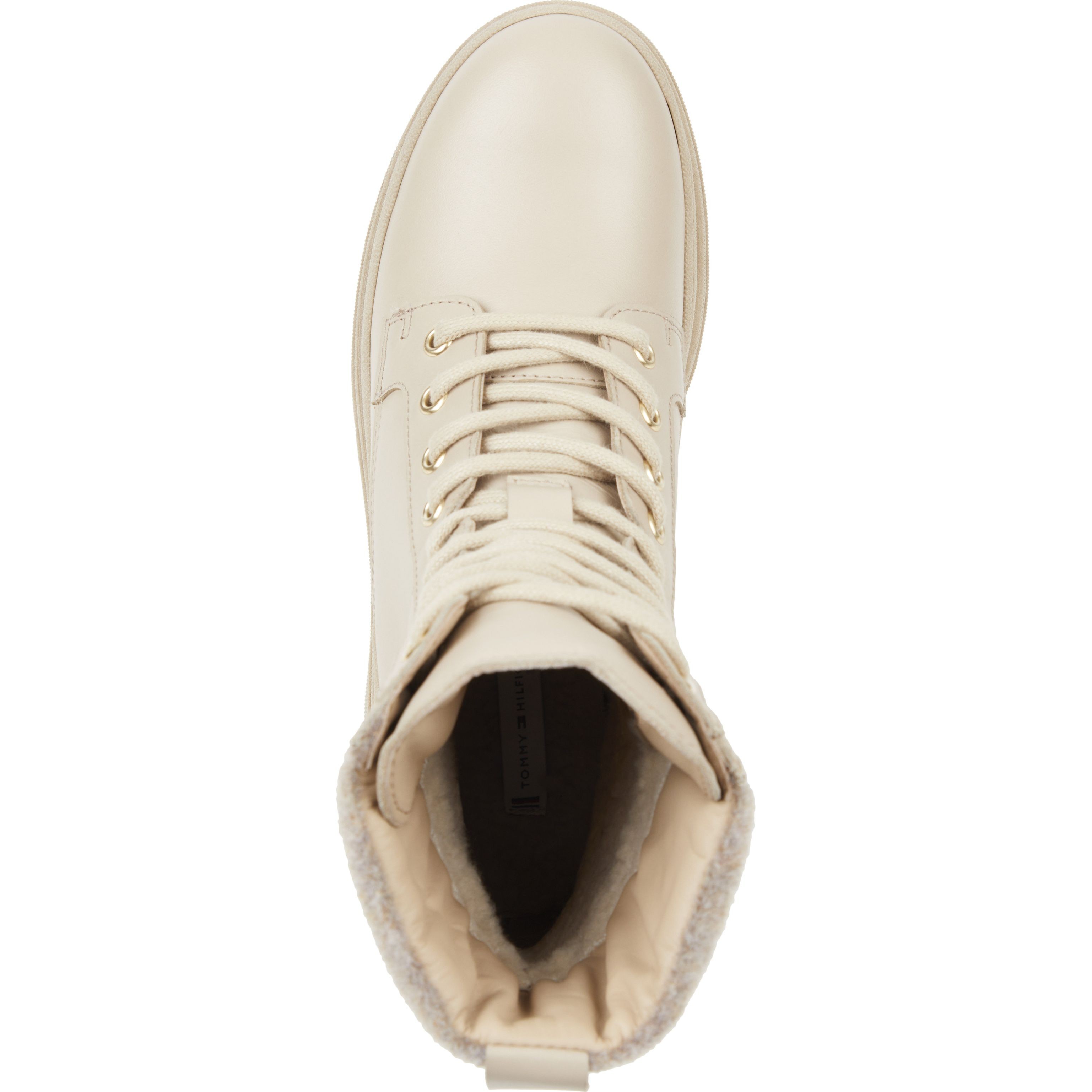 TOMMY HILFIGER Aulinukai moterims, Smėlio, Feminine felt lace up bootie 3