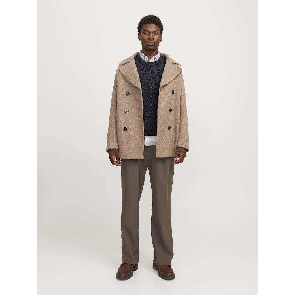 JACK & JONES Megztinis vyrams, Pilka, Lambs wool knit crew neck 7