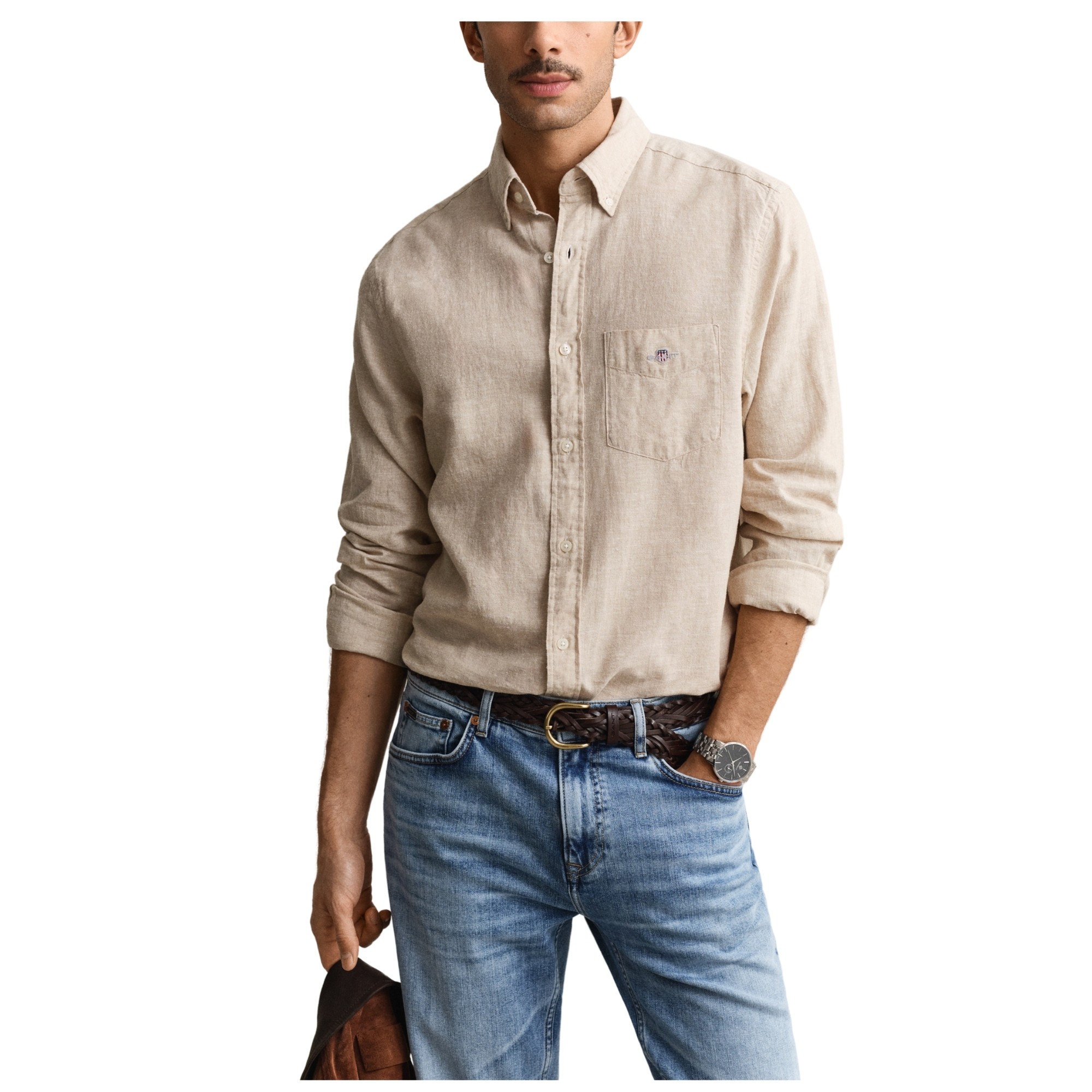 GANT Marškiniai ilgomis rankovėmis vyrams, Smėlio, 3250082-200 Shirts lon 2