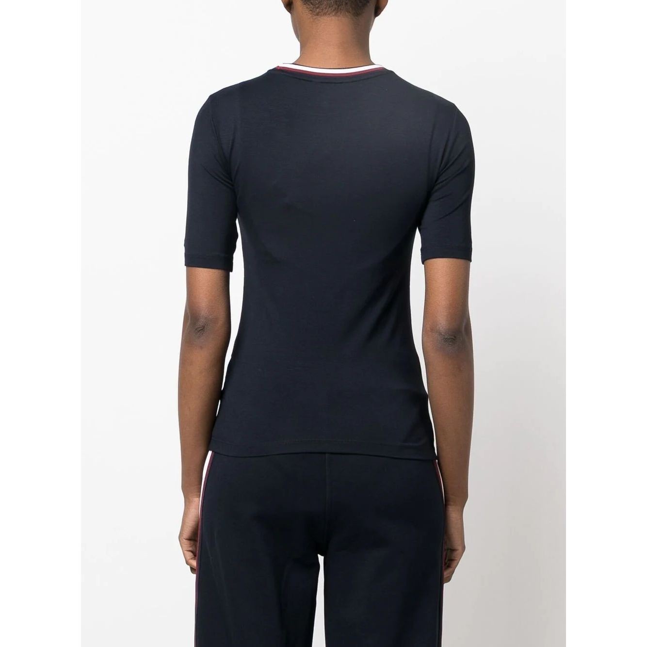 TOMMY HILFIGER Marškinėliai trump. rankovėmis moterims, Mėlyna, Slim global stripe c-neck tee 4