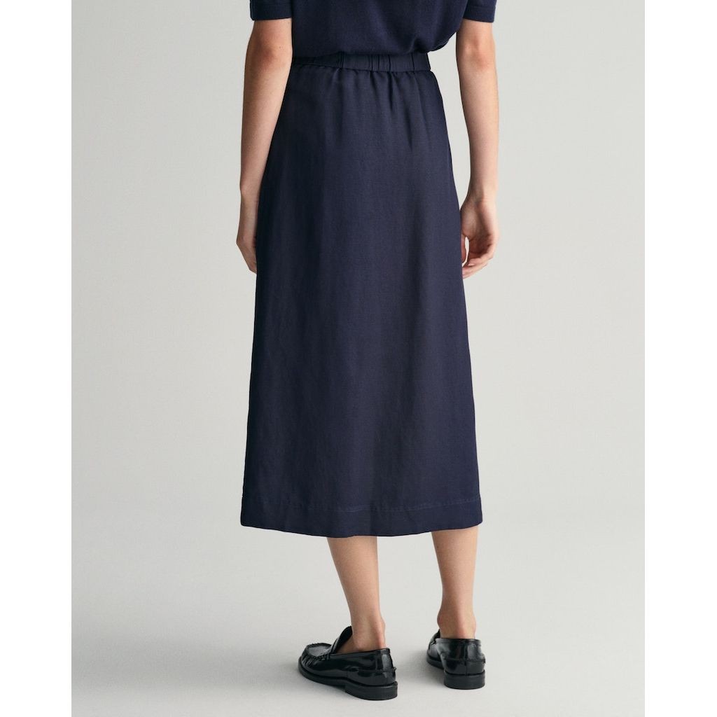 GANT Midi sijonas moterims, Mėlyna, REL MIDI LINEN BLEND SKIRT 3