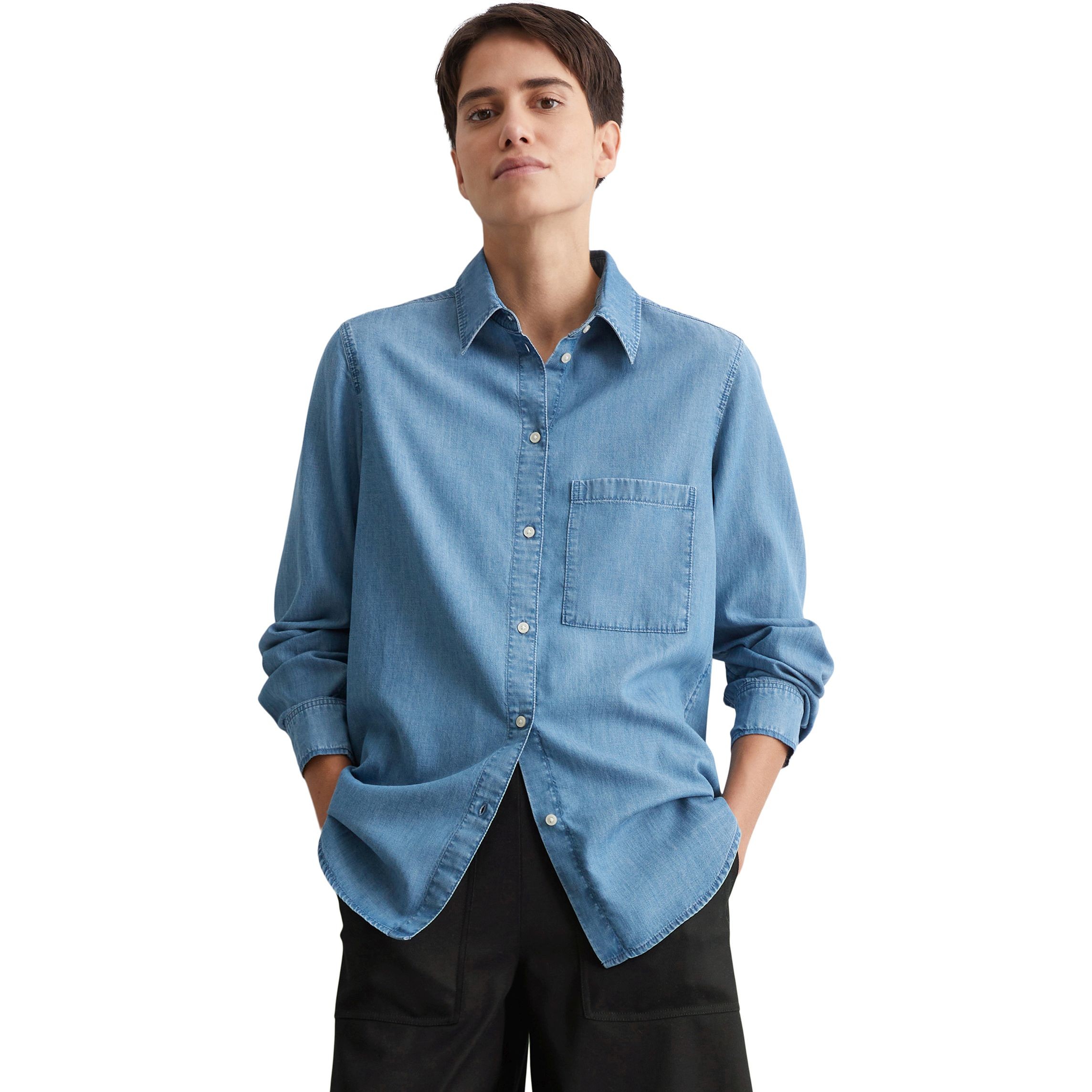 MARC O'POLO Marškiniai ilgomis rankovėmis moterims, Mėlyna, Shirts lon M00099342015 2