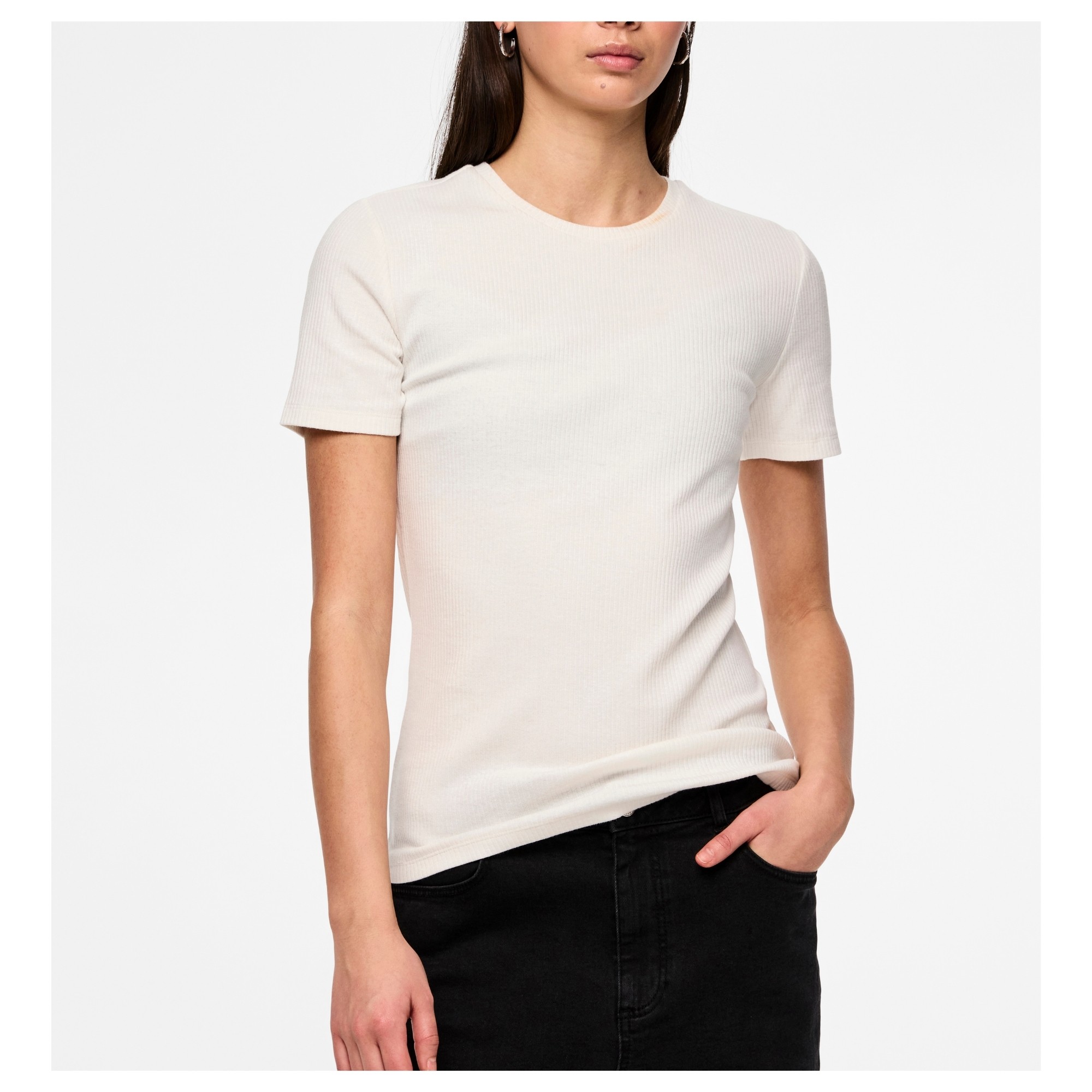 PIECES Marškinėliai moterims, Balta, Ruka 3