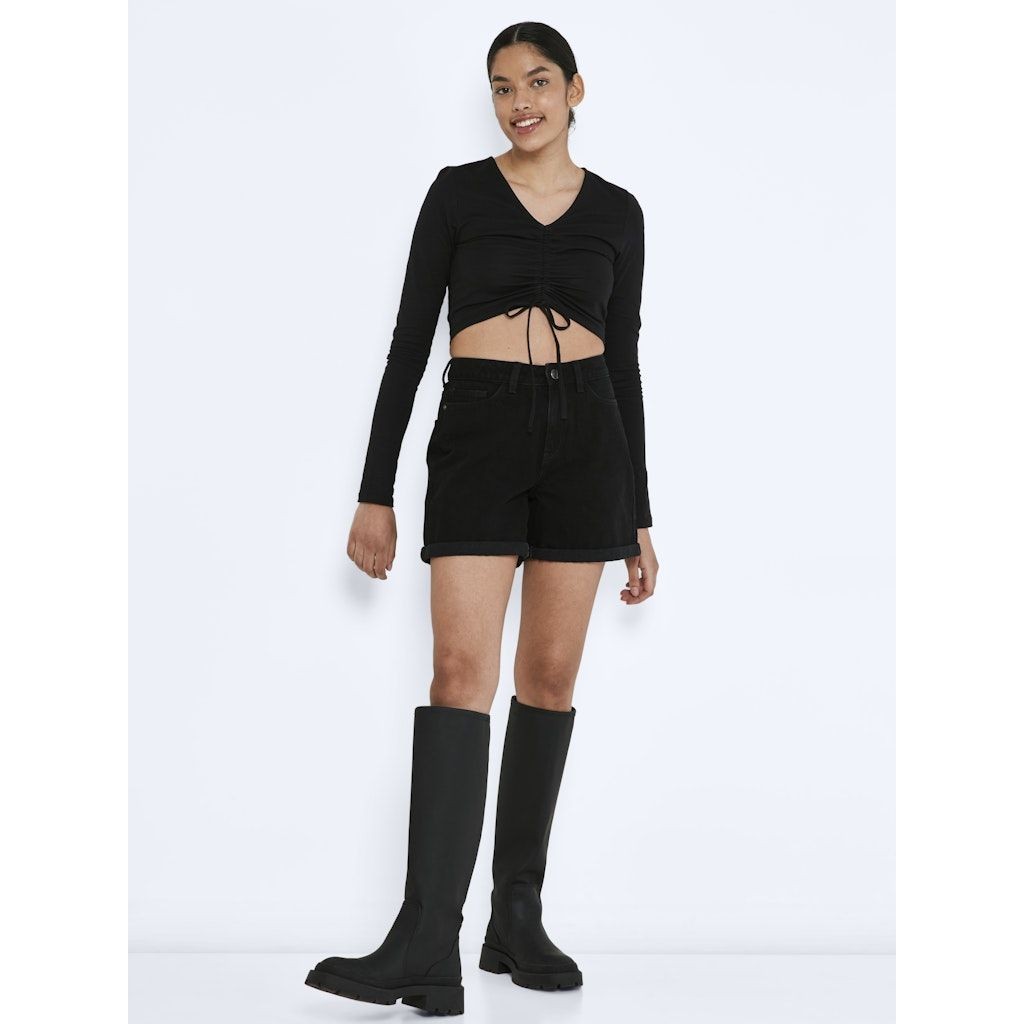 NOISY MAY Šortai moterims, Juoda, NMSMILEY NW SHORTS VI 4