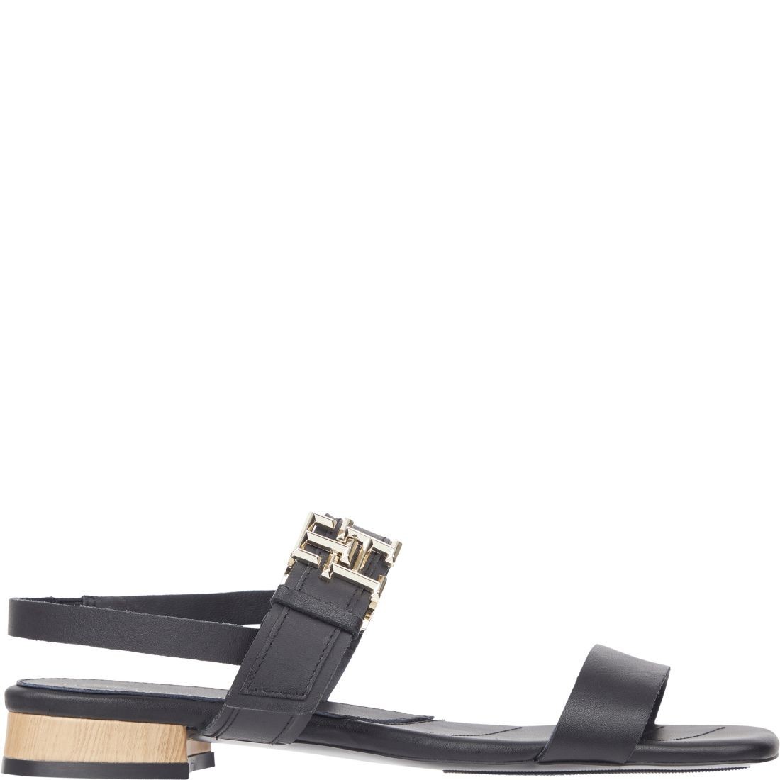 TOMMY HILFIGER Basutės moterims, Juoda, Hardware flat sandal 1