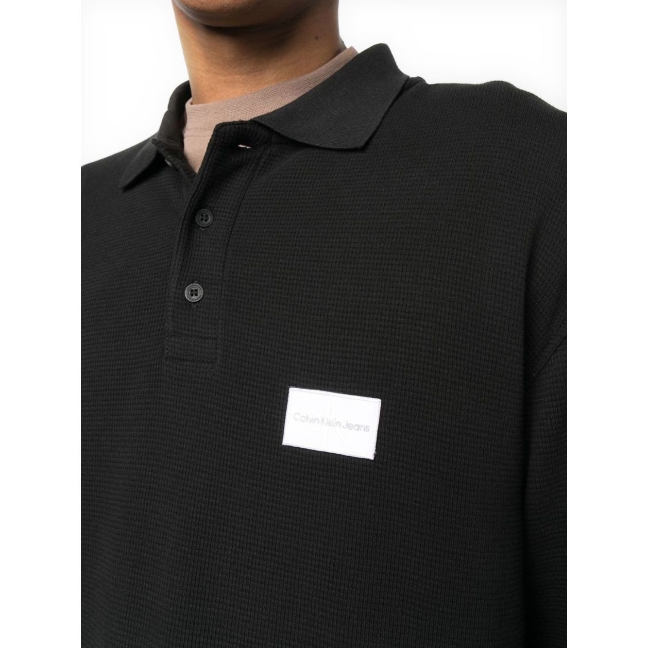 CALVIN KLEIN JEANS Polo marškiniai ilgos rank. vyrams, Juoda, Long sleeve polo 3